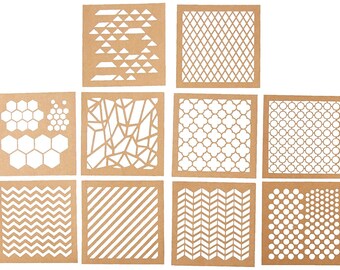 10 Graphic Template Stencil Guides; Mixed Media Paper Stencils; Paint, Planer, Diary, Scrapbooking, Bible Journaling, Hobonichi