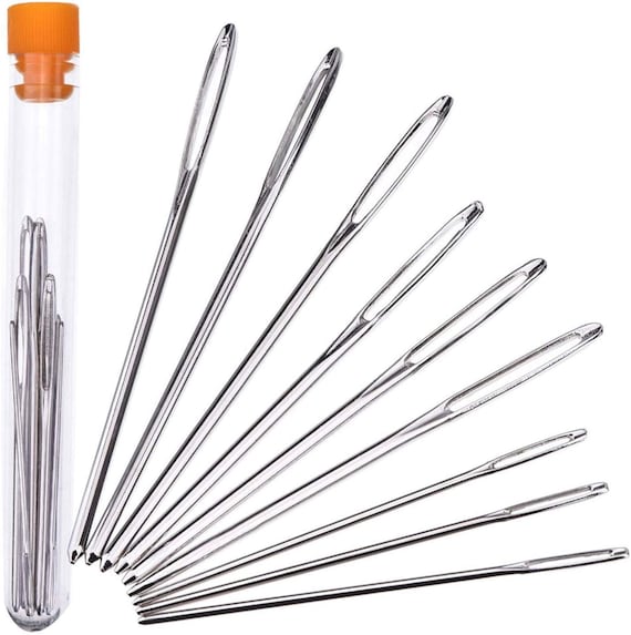9 Large Eye Blunt Needles; Yarn, Knitting, Sewing, Quilting, Crochet, Darning Steel Needle