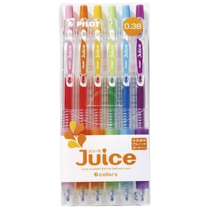 6 Colors Pilot Juice Coloring Gel Pens, 0.38mm Ultra Fine Tip; Japanese; Adult Coloring Books, Bible Study, Planner, Kawaii Cute Pens