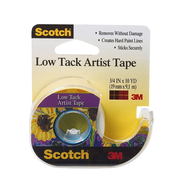 Scotch Artist Tape, 3/4" (19mm) x 10 Yards (9 Meters), Low Tack, Acid Free, Photo Safe, Ideal for Paper, Metal, Plastic