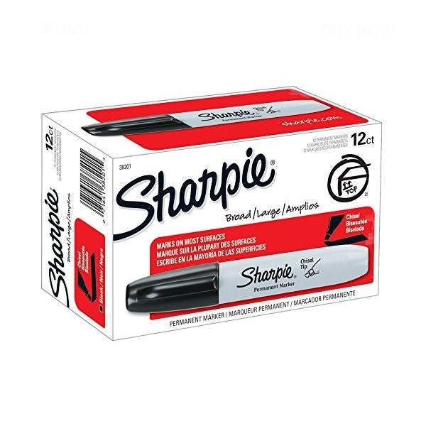 12 Sharpie Permanent Red Markers, Chisel Tip for Fine and Broad