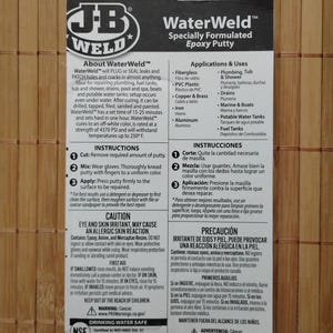 J-B Weld Waterweld 8277 Epoxy Putty Stick, off White, 2oz, Cures Under ...