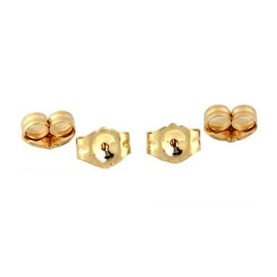 14K Yellow Gold Earring Backs, Earring Backing Ear Post Nuts, 4 Pieces