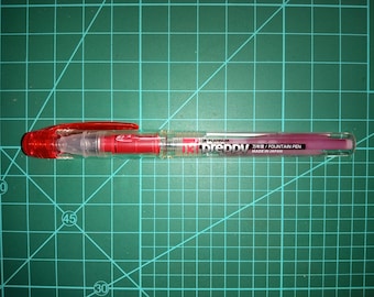 Platinum Preppy Red Fountain Pen, 0.3 Ultra Fine Nib; Platinum Preppy Red Ink Pen Cartridge, SPSQ-400, Japanese Import