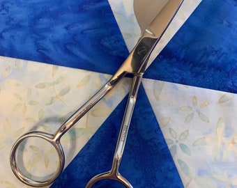 Left Handed 6 Inch Duckbill Curved Scissors; close trimming, applique, hand and machine hoop embroidery, quilting, rug making