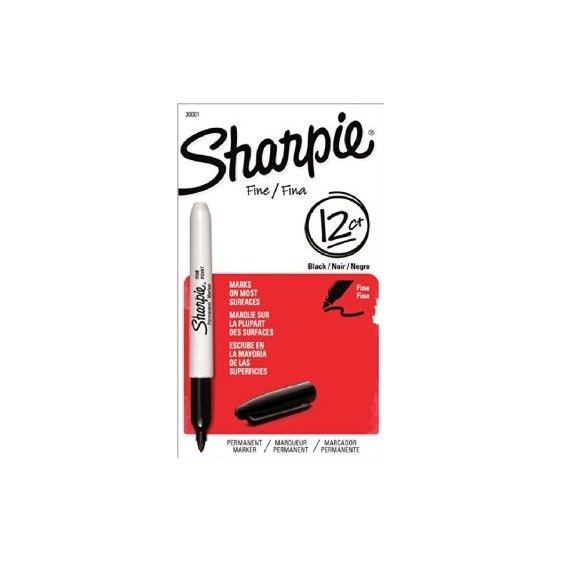 Sharpie Fine Point Permanent Marker, Black, Pack of 12