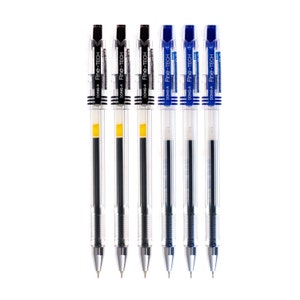 Korean Stationary 6 Gel Kawaii Cute Pens; Adult Coloring Books, Bible Journaling, Planer Midori, DONG-A Fine-Tech Gel Pens; 3 Black & 3 Blue