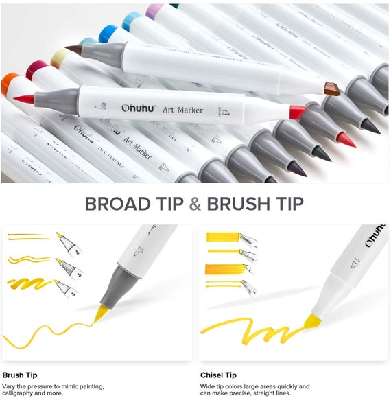Brush Tip Permanent Marker, Twin Tip, Ultra-Fine Needle/Broad Brush Tips,  Assorted Colors, 12/Pack