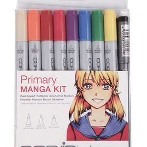 Copic Manga Primary Colors Markers; Copic Ciao Manga Set of 9 Pens