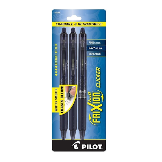 Pilot Frixion Erasable Gel Ink Pens, Clicker Retractable, Fine Navy  Blue; Pilot Erasable Frixion Pen, Marker
