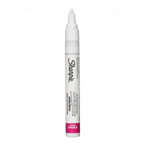 May include: White Sharpie oil-based paint marker with a medium point tip. The marker is labeled "white/blanc" and "A BASE D'HUILE".