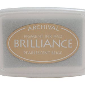 Tampone di inchiostro pigmentato Tsukineko Brilliance beige perlescente; Cancellazione e timbratura in gomma, disegno, scrapbooking, illustrazione, creazioni con la carta