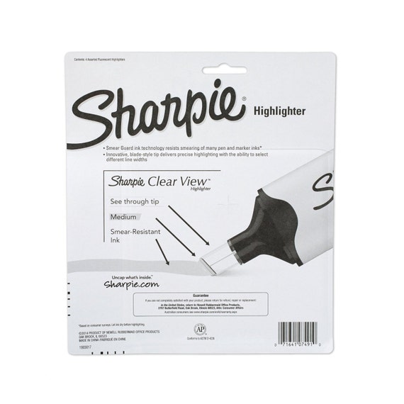 Color Sharpie Clear View Chisel Tip Highlighters, 4 Sharpie