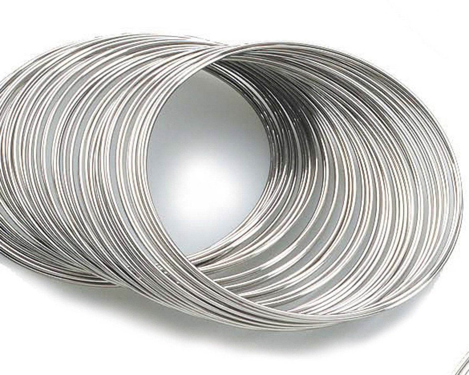 Silver Memory Wire; 100 Loop Silver Tone Bracelet Rigid Steel Alloy ...