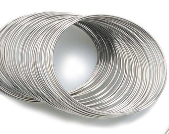 Silver Memory Wire; 80 Circles Silver Tone Bracelet Rigid Steel Memory Wire; 28 gauge; Jewelry Making