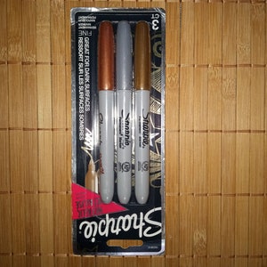 Gold, Silver & Bronze Metallic Sharpie Permanent Markers Fine Point, Tip; Opaque Metallic Ink Writes on Most Light and Dark Surfaces