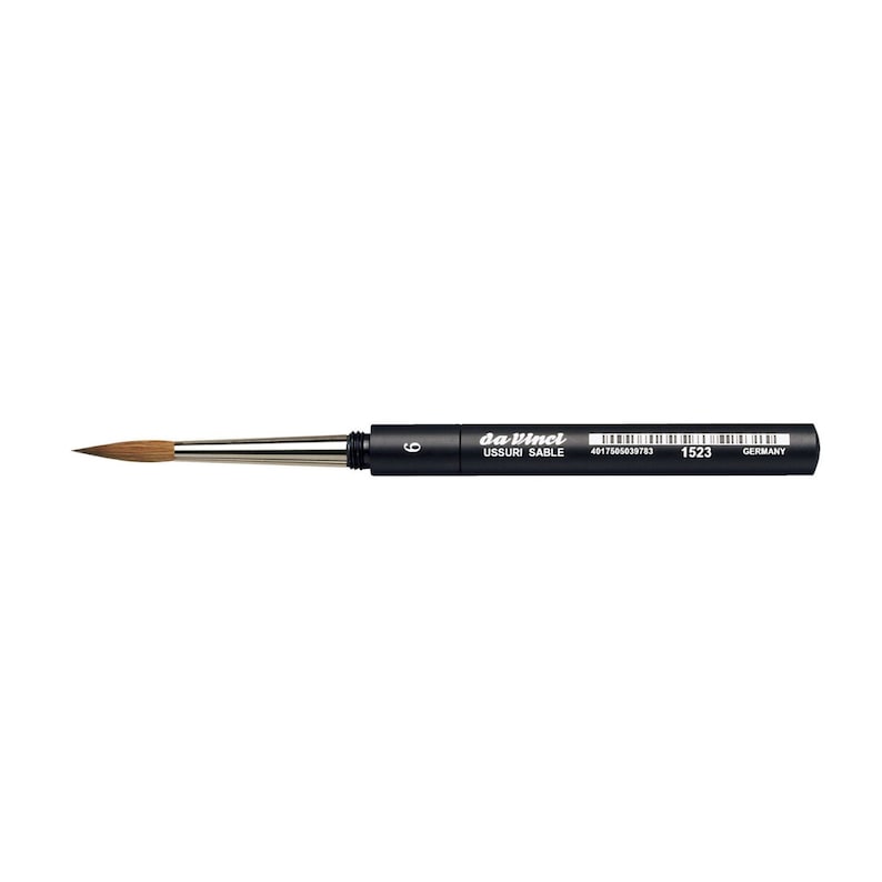 da Vinci Watercolor Series 36 Paint Brush Size 5//0 Round Russian Red Sable with Black Handle