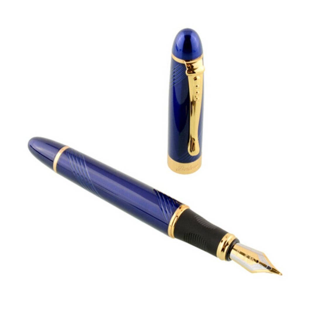 Blue Gold Fountain Pen 18K Gold Nib Fountain Ink Pen Penne Etsy