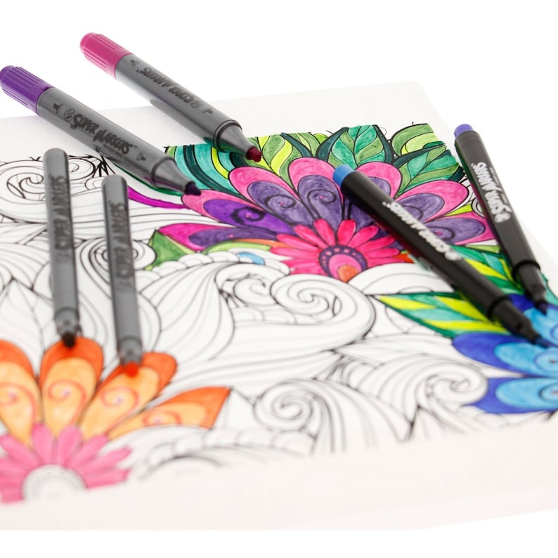 100 Colored Markers Adult Coloring Book Drawing Markers Etsy