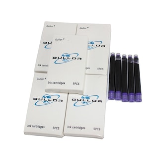 25 Purple Fountain Pen Ink Cartridges, Standard International Size Fountain Pen Ink Cartridges