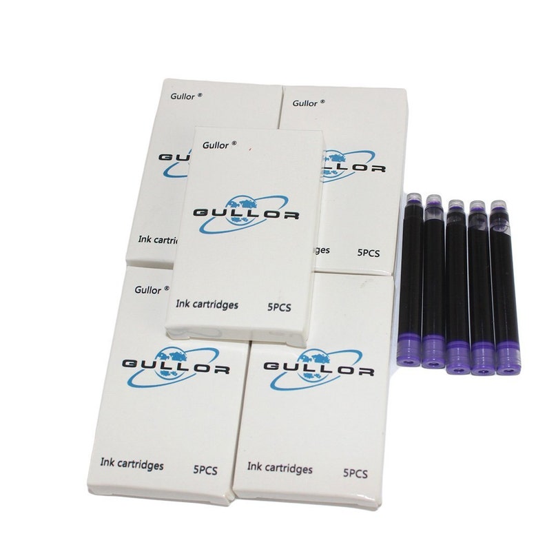 25 Purple Fountain Pen Ink Cartridges Standard International Size Fountain Pen Ink Cartridges