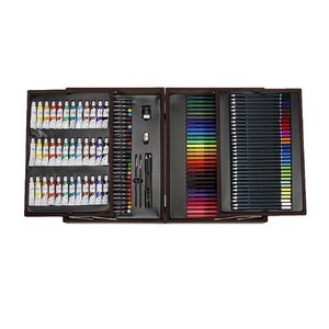 Art Set, 131 Pieces Color Pencils, Oil Pastels, Watercolor Cakes