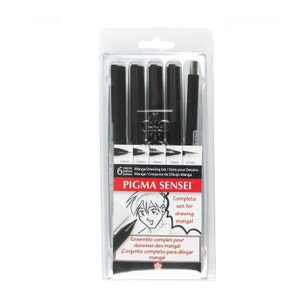 Sakura 6 Pen Marker Set, Pigma Sensei Drawing Kit; Pigma Micron Ink; Great for Coloring, Bible Journaling, Inductive Bible Study Pens