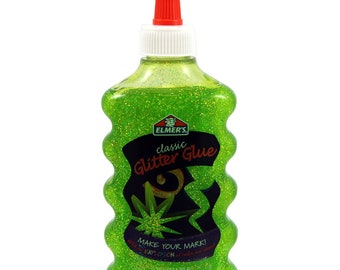 Green Elmer's Liquid Glitter Glue, Washable Adhesive, 6oz; Homemade Slime, Paper Crafts, Art Work, School, Kids, Scrapbooking, Card Making