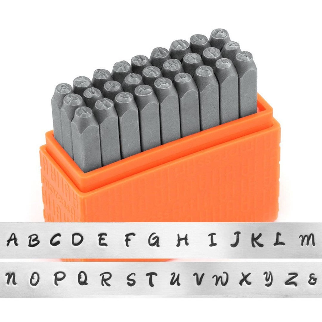 28 Piece Metal Punch Stamp Set, Uppercase Letter Stamp Set, 3mm ...