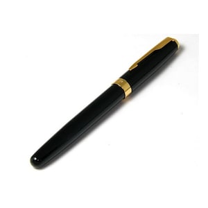 Pluma estilográfica, plumín de oro de 14 quilates, pluma estilográfica negra, pluma de tinta para escribir, caligrafía, dibujo, pluma estilográfica con entintado.
