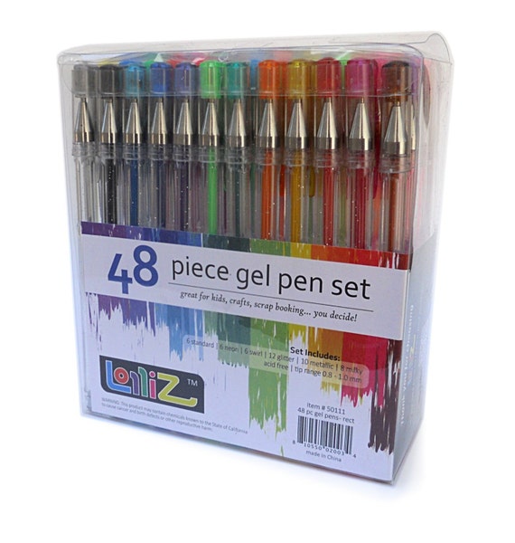 Gel Pens for Adult Coloring Books 48 Glitter Gel Ink Pen Set with Case - Perfect