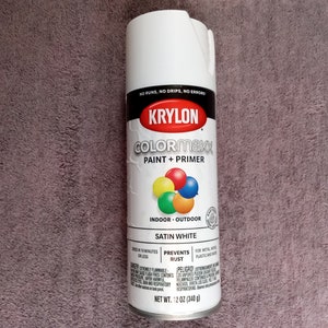 Satin White Krylon K05577007 COLORmaxx Spray Paint and Primer for Indoor / Outdoor, 12 Ounce Spray Can