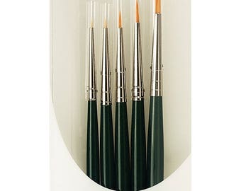 Paint Brush; Da Vinci Series 4237 Nova Miniature Round 5 Brush Set for Spotting, Retouching, Detail, Watercolor, Model Paint, Restoration