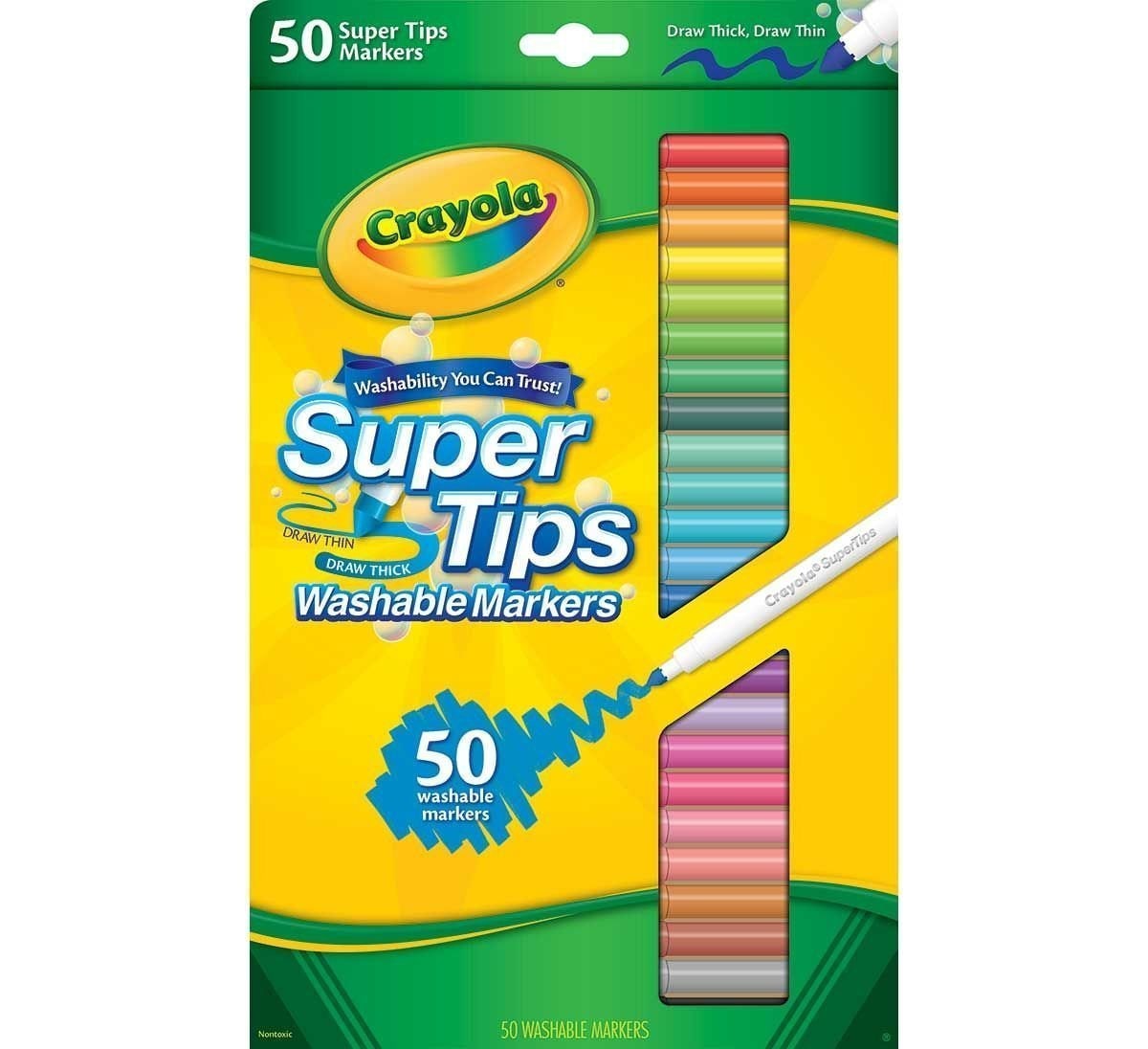 Crayola Washable Markers, Nontoxic, Super Tips - 20 markers