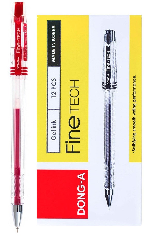 Black, Blue, Red Korean Gel Ink Kawaii Cute Pens Adult Coloring Books,  Bible Journaling, Midori, DONG-A Fine-tech Gel Pens 0.3mm Tip Point 