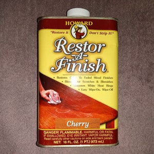 Restor A Finish Howard RF9016, Cherry; Restores Wood Finishes, Blending Out Scratches Blemishes; Wood Stain, Polish; 16 fl oz, 1 pt, 473 mL