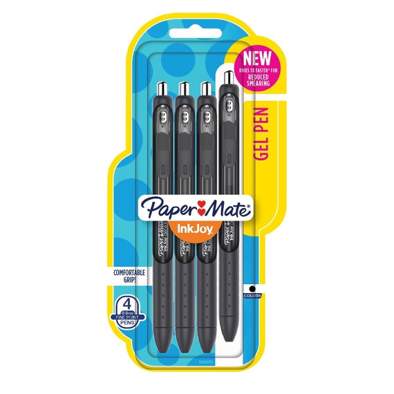 4 Retractable Black Gel Pens, Fine Point Adult Coloring Books, Drawing,  Bible Study Kit, Planner, Scrapbooking Gel Pens Paper Mate Inkjoy 