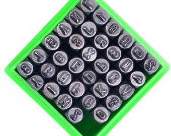 1/8 inch, 3mm Metal Punch Stamp Set, Uppercase Letters & Numbers Stamp Set; Metal, Wood, Plastic and Leather Punches