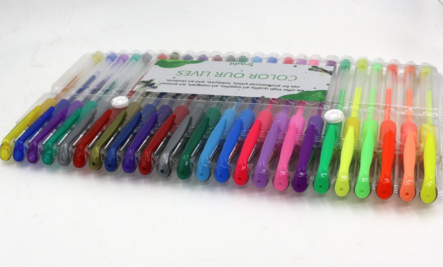 24 Coloring Gel Pens Adult Coloring Books, Drawing, Bible Study, Planner,  Scrapbooking Kawaii Cute Gel Pens 12 Neon and 12 Glitter 