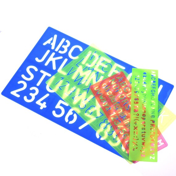 4 piece SET 1-1//8/" Alphabet Letters /& Numbers Stencils Plastic CHOOSE COLOR
