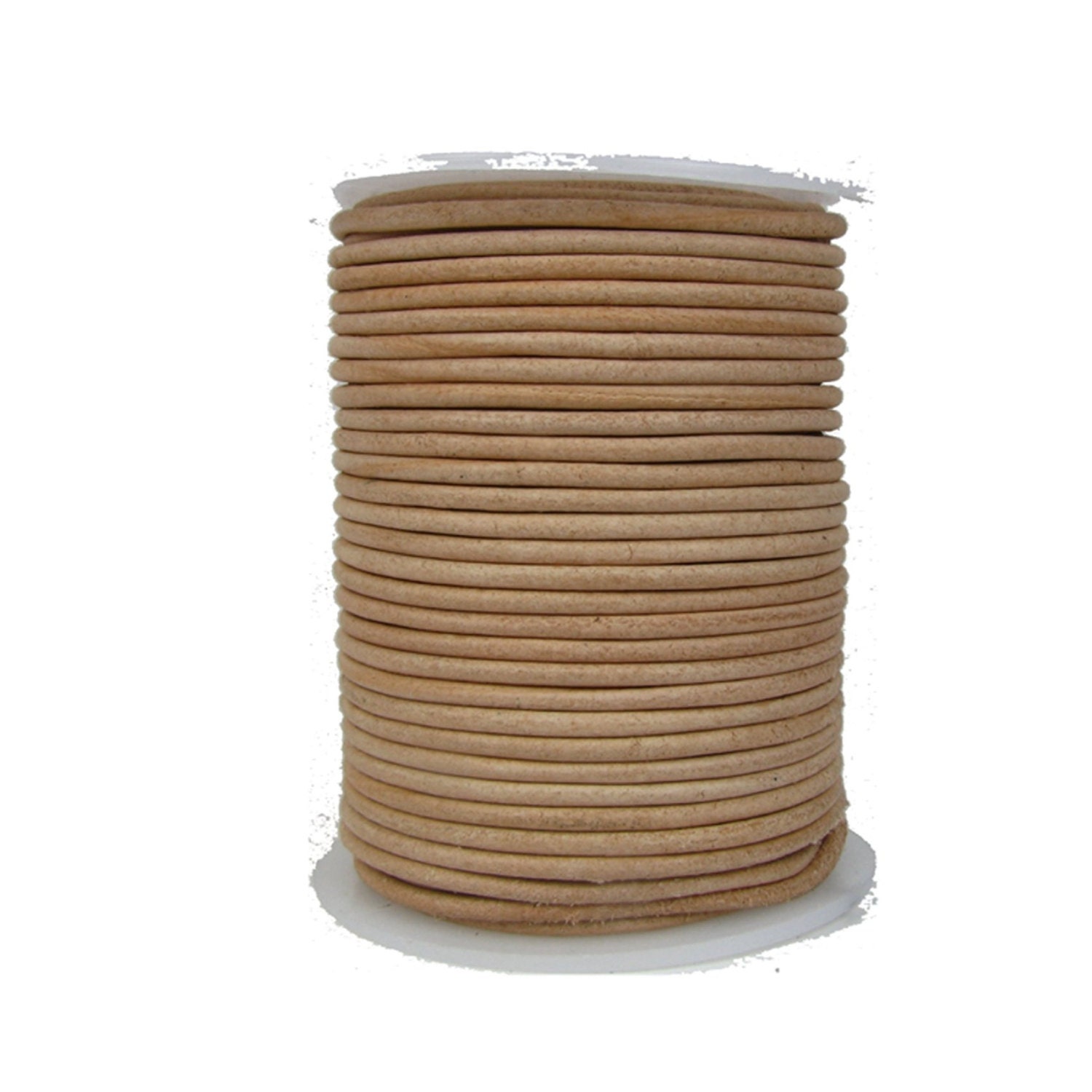 Cordón de cuero redondo de 2mm de diámetro color natural