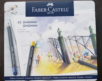 Lápices de colores Faber-Castell Goldfaber - Estuche de 48 lápices vibrantes de calidad artística para colorear y dibujar FC214748AZ