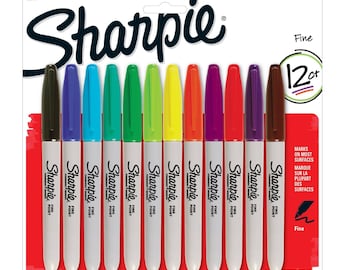 12 Color Sharpie Permanent Markers, Fine Point, Assorted, 12 Pack