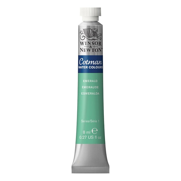 Emerald Green Watercolor Paint, 8ml Paint Tube; Cotman Winsor & Newton Extra Fine Pro Watercolor Paint