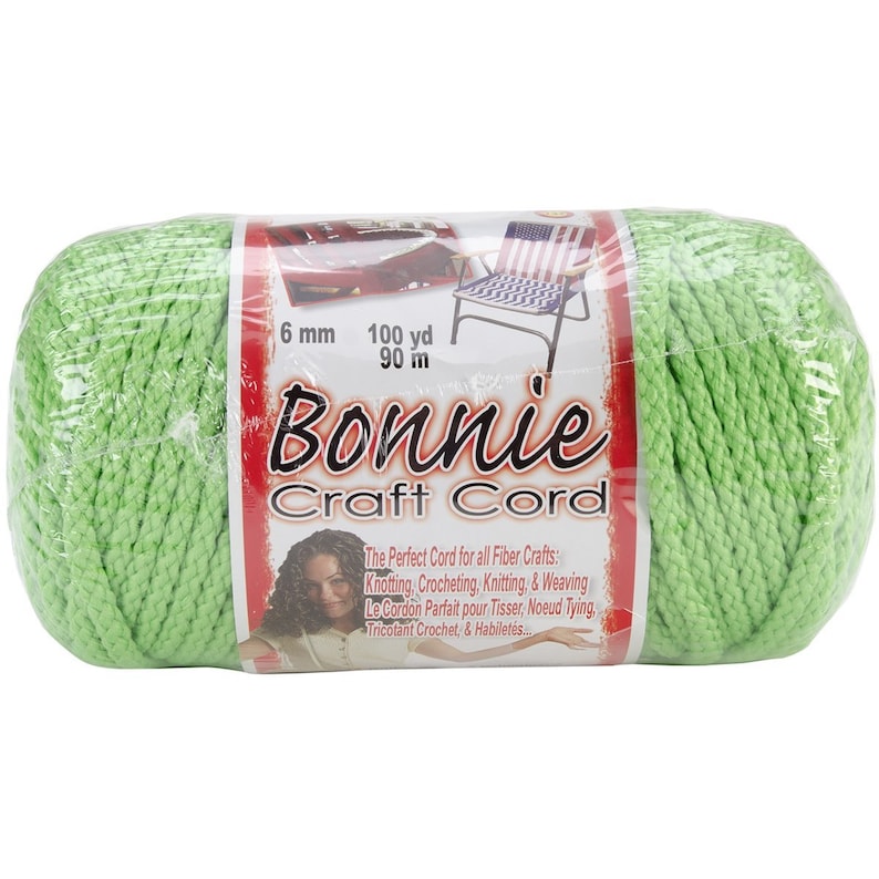 100 Yards Parrot Green Macrame Cord Polyolefin Fiber 6mm Yarn Twine Knitting; Crocheting; Weaving; Craft; Artisan; Charm Cord Thread