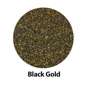 Black Gold High Glitter HTV Iron On Heat Transfer Vinyl for Most Fabrics; Cricut, Silhouette or cut by hand; 12x20 inch Heat Transfer Vinyl
