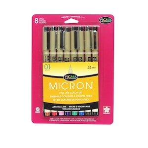 Sakura Pigma Micron Color Pen Set, 8 Colors; Sakura 01, 0.25mm Color Pens; Anime, Manga, Art, Drawing, Coloring Books