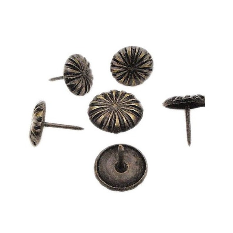 100 Vintage Brass Upholstery Tacks Upholstery Nails Daisy Etsy