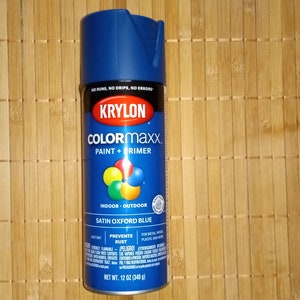 Satin Oxford Blue Krylon COLORmaxx Paint and Primer, Indoor Outdoor, 12oz Spray Paint Aerosol K05571007