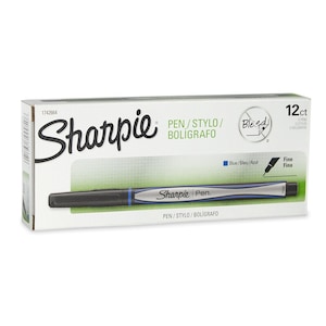 12 marcadores Sharpie azules de punta fina; marcadores de caligrafía Sharpie; ideales para escribir tarjetas de cumpleaños, notas de agradecimiento, tomar notas y crear álbumes de recortes.